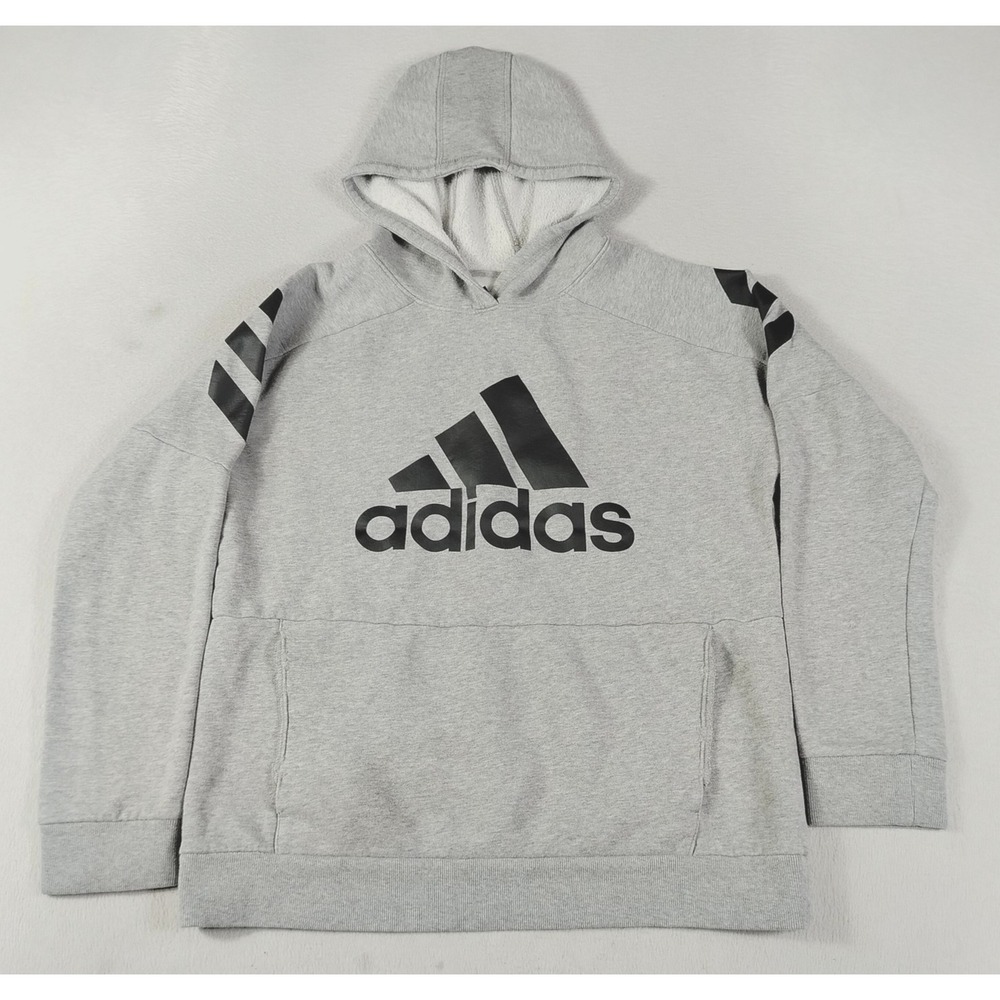 Adidas Hoodie Sweatshirt Boys 18-20 Gray Pullover Fleece School Athleisure
